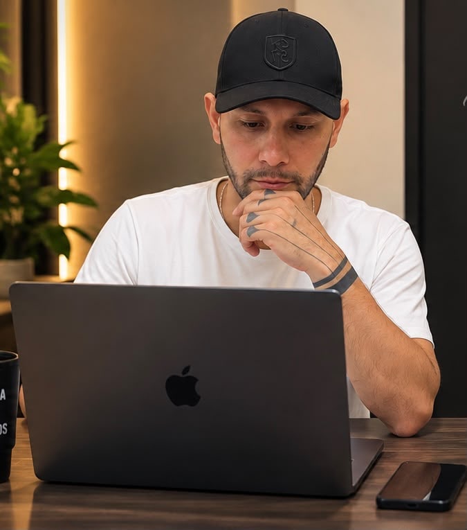 Jhonatan Mesa trabajando frente a su computador